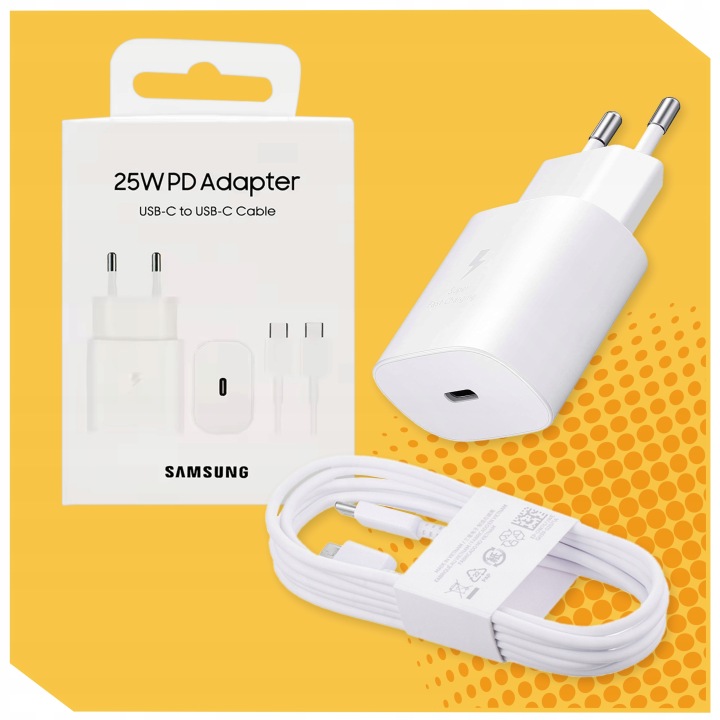 ŁADOWARKA SIECIOWA SAMSUNG ZESTAW kabel USB typ C USB-C 1m QUICK CHARGE Kolor biały